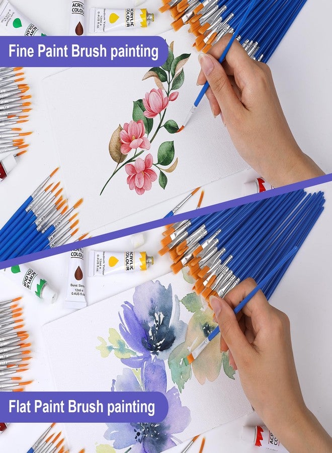 AROIC Small Paint Brushes Bulk,160 Pcs Nylon Hair Paint Brushes for Kids with Flat and Round Pointed Acrylic Paint Brush Sets,Acrylic Paint Brush for Classroom Oil Watercolor Face Painting Kits. - Image 4