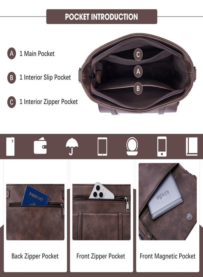 Roulens Crossbody Bags for Women,Multi Pocket Crossbody Purses Vegan Leather Shoulder Handbags Travel Purse Adjustable Strap - Image 3