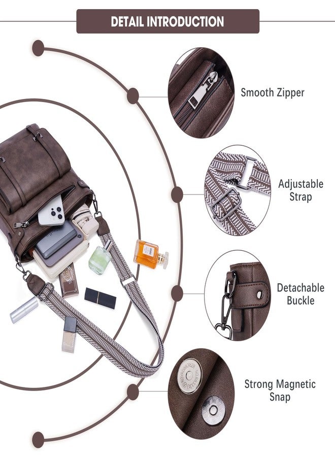 Roulens Crossbody Bags for Women,Multi Pocket Crossbody Purses Vegan Leather Shoulder Handbags Travel Purse Adjustable Strap - Image 5