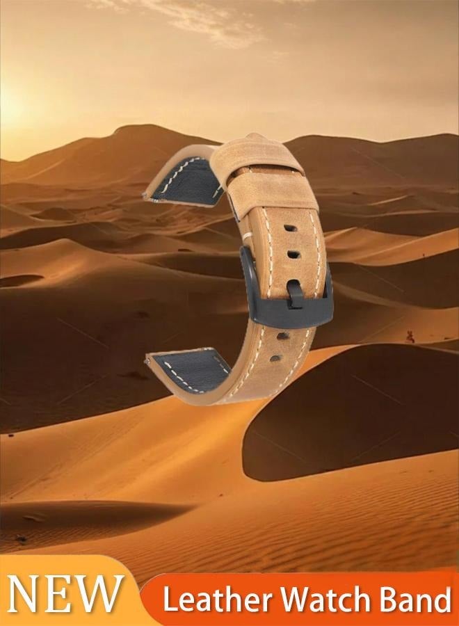 Loquat Replacement Band For Samsung Gear S2/S4 42mm,Samsung S2 Galaxy Watch S3 Crazy Horse Pattern Leather Strap 20mm 22mm Huawei Retro Leather Strap - Image 1