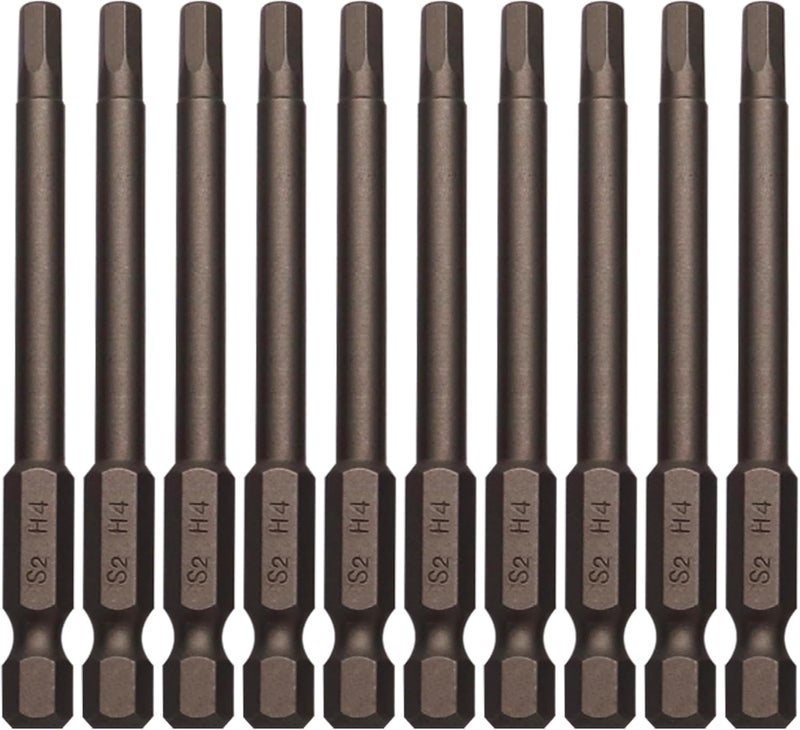 Sipery 10Pcs Hex Head Allen Wrench Drill Bits H4 (4mm) S2 Steel Magnetic Hexagon Hex Head Screwdriver Bits 1/4 Inch Hex Shank 3 Inch Long Drill Bit - Image 1