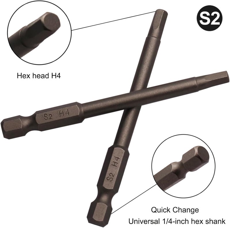 Sipery 10Pcs Hex Head Allen Wrench Drill Bits H4 (4mm) S2 Steel Magnetic Hexagon Hex Head Screwdriver Bits 1/4 Inch Hex Shank 3 Inch Long Drill Bit - Image 2