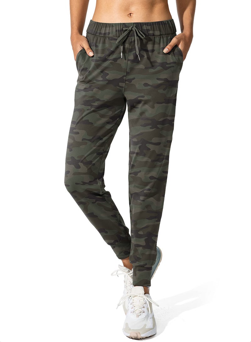 SANTINY Women's Joggers Pants Pockets Drawstring Running Sweatpants for Women Lounge Workout Jogging(Camo Dark Olive Multi__S) - Image 3