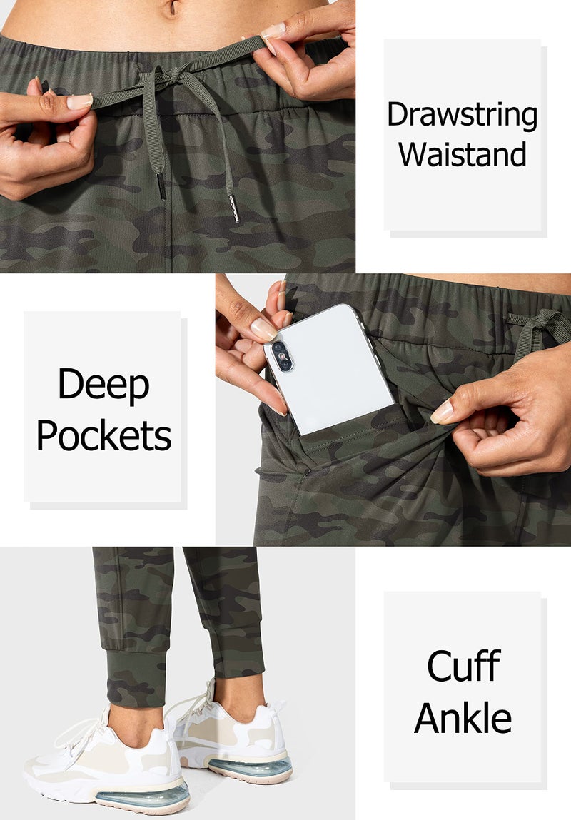 SANTINY Women's Joggers Pants Pockets Drawstring Running Sweatpants for Women Lounge Workout Jogging(Camo Dark Olive Multi__S) - Image 4