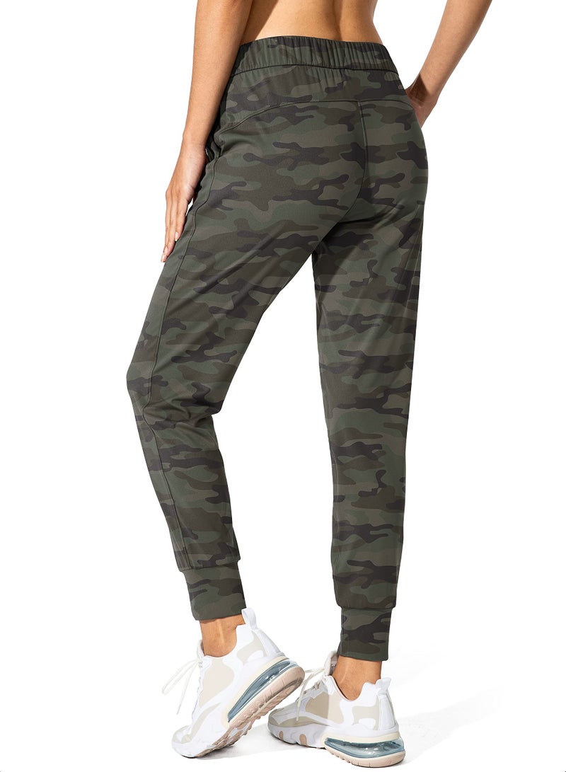 SANTINY Women's Joggers Pants Pockets Drawstring Running Sweatpants for Women Lounge Workout Jogging(Camo Dark Olive Multi__S) - Image 2