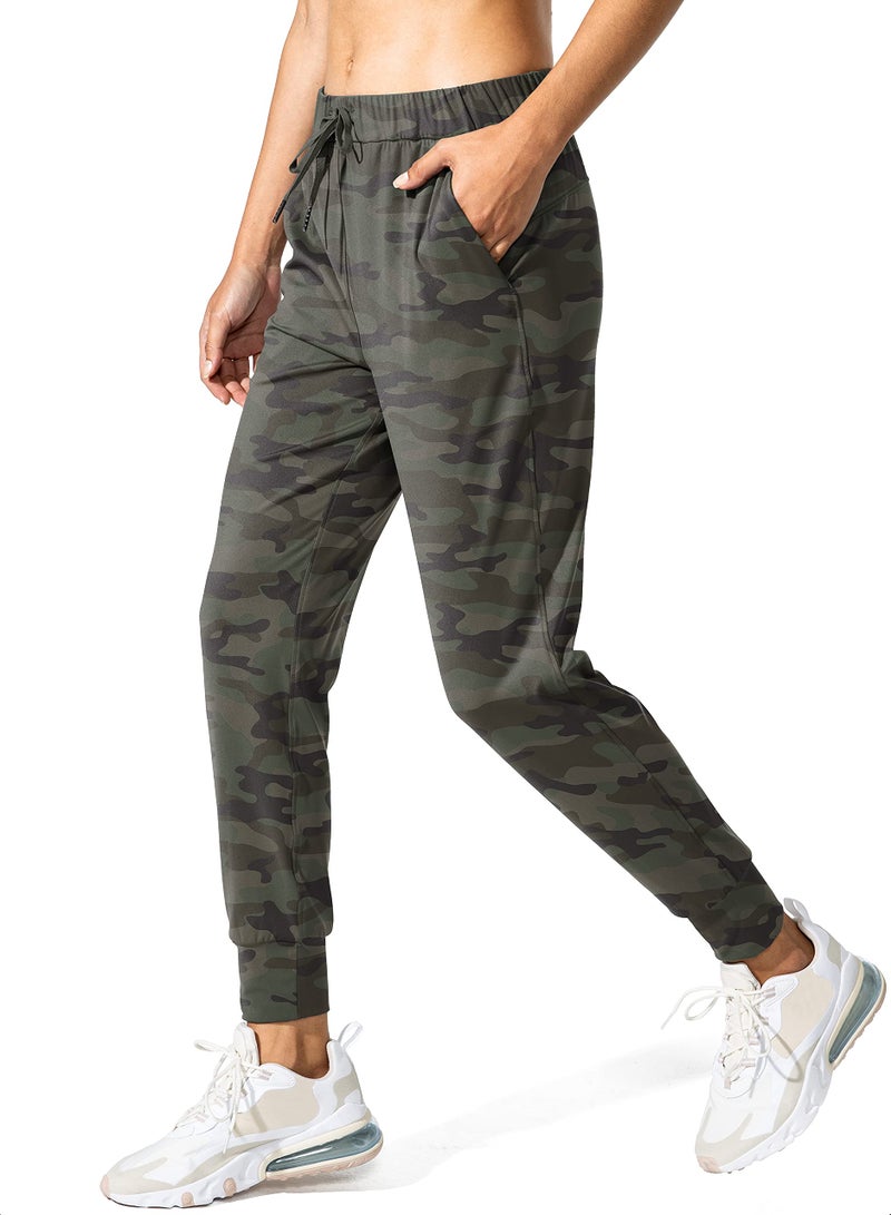 SANTINY Women's Joggers Pants Pockets Drawstring Running Sweatpants for Women Lounge Workout Jogging(Camo Dark Olive Multi__S) - Image 1