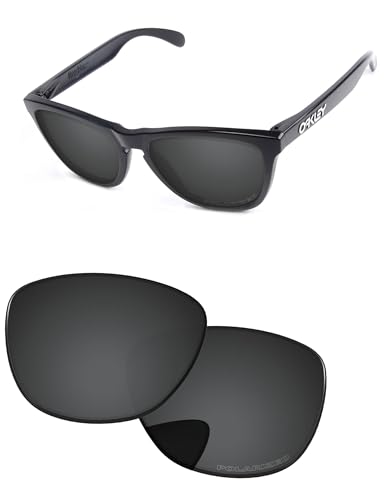 PapaViva Replacement Lenses for Oakley Frogskin OO9013 55mm Sunglass Solid Black Polarized - Image 1