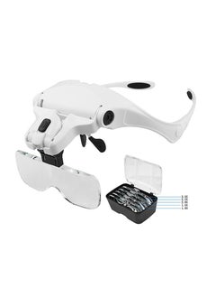 Glasses Headband Interchangeable Magnifiers With Two LED (Upgraded Version)