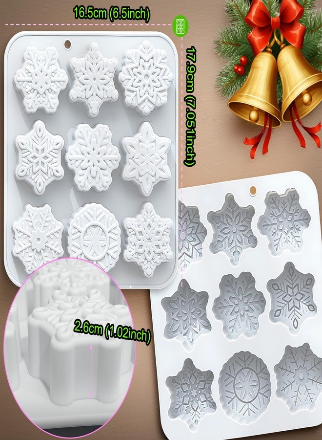 LLPMutu Snowflake Silicone Molds Christmas Snowflakes Silicones Mold 9 Cavity Snowflakes Soap Molds Snowflake Ice Cube Mold Christmas Silicones Chocolate Molds for Making Cookie Soap Candles Bath Bomb-2 Pack - Image 5