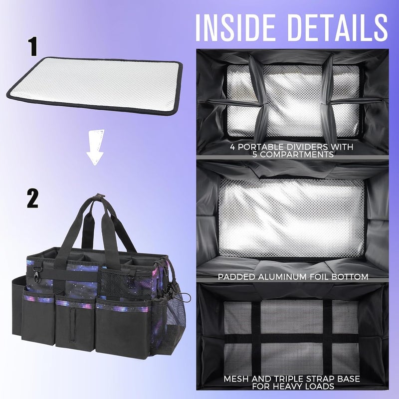 SCAVATA Wearable Cleaning Caddy, Cleaning Caddy Supplies Organizer with Handle & Shoulder Straps for Housekeepers, Under Sink & Car Cleaning Tool Organizers Bag with 4 Foldable Divider (StarrySky) - Image 4