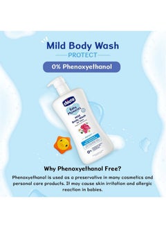 Chicco Baby Moments Mild Body Wash - Protect, 500Ml |With Chamomile & Geranium|No Tears Formula With Natural Ingredients For Moisturized Skin|Phenoxyethanol, Parabens & Lauryl Sulphates Free  - Image 4