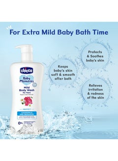 Chicco Baby Moments Mild Body Wash - Protect, 500Ml |With Chamomile & Geranium|No Tears Formula With Natural Ingredients For Moisturized Skin|Phenoxyethanol, Parabens & Lauryl Sulphates Free  - Image 2