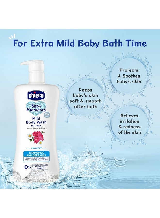 Chicco Baby Moments Mild Body Wash - Protect, 500Ml |With Chamomile & Geranium|No Tears Formula With Natural Ingredients For Moisturized Skin|Phenoxyethanol, Parabens & Lauryl Sulphates Free  - Image 2