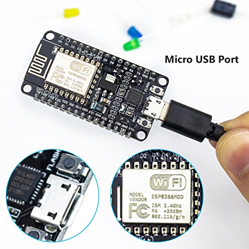 Hosyond 3Pcs ESP8266 ESP-12E CP2102 NodeMCU Lua Wireless Module Development Board for Arduino IDE/Micropython - Image 2