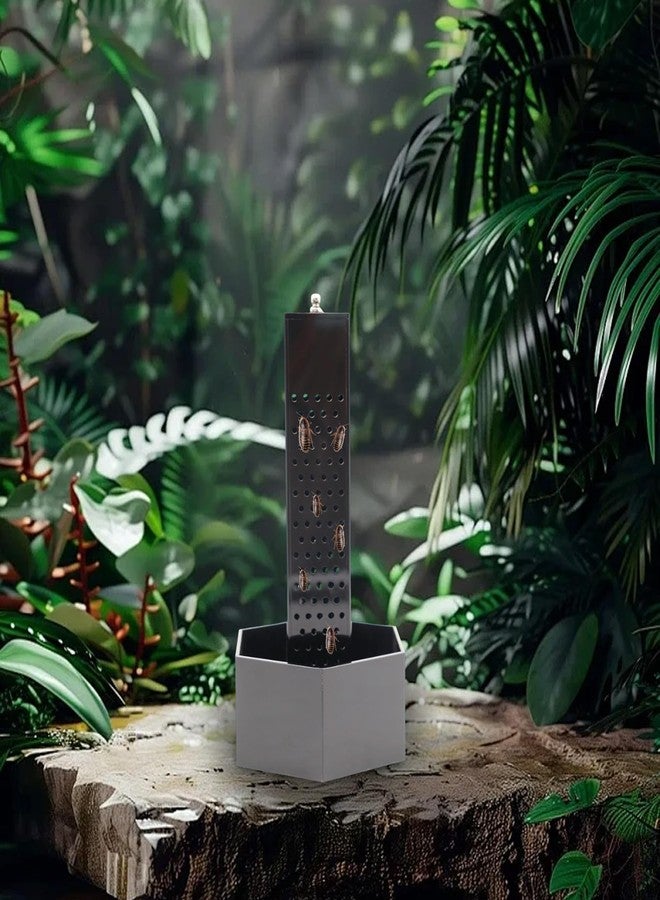Neeenn Chameleon Feeding Bowl, Hanging Black Acrylic Bearded Dragon Feeder with Column for Insects to Climb, Reptile Tank Aquarium Accessories for Lizard Lguana Gecko Toad Frog - Image 2
