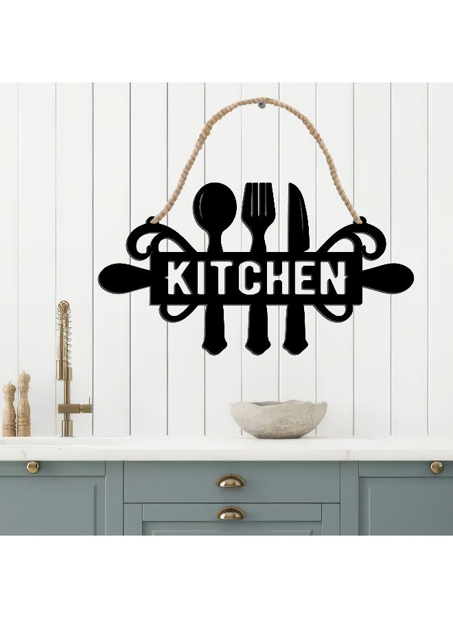 ديكور جداري خشبي عالي الجودة للمطبخ فن جداري للمطبخ بكلمة "KITCHEN" مصنوع من خشب MDF الإسباني، باللون الأسود، بسماكة 6 ملم. يتميز بتصميم ثلاثي الأبعاد عصري وأنيق، مزوّد بشريط لاصق مزدوج الوجه لسهولة التركيب. جاهز للتثبيت فورًا ويمنح مطبخك لمسة فنية راقية. - Image 3