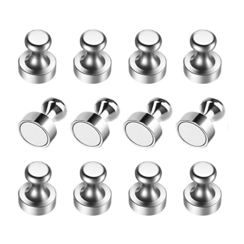 A.Leaf 12 Pieces Fridge Magnetic Push Pins, Push Pins Magnets for Whiteboard, Neodymium Magnet Pins, Magnetic Thumb Tacks, Whiteboard Magnets, Strong Magnets,Office Magnets (12) - Image 1