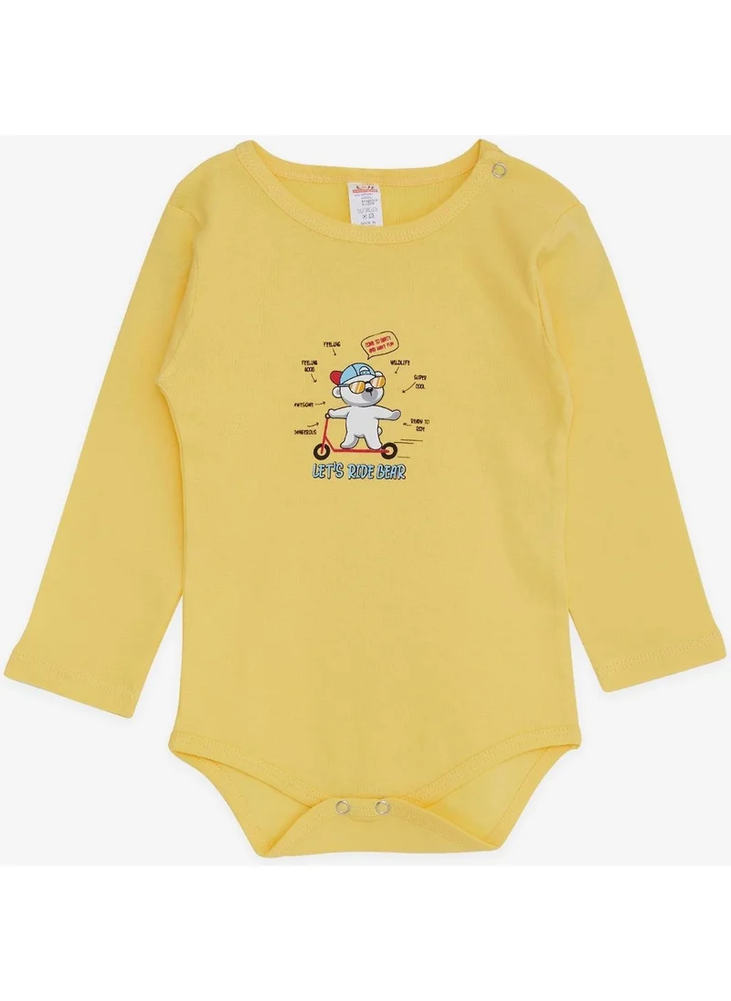Breeze Baby Boy Snap-On Bodysuit with Glasses Teddy Bear Printed 9 Months-3 Years, Yellow