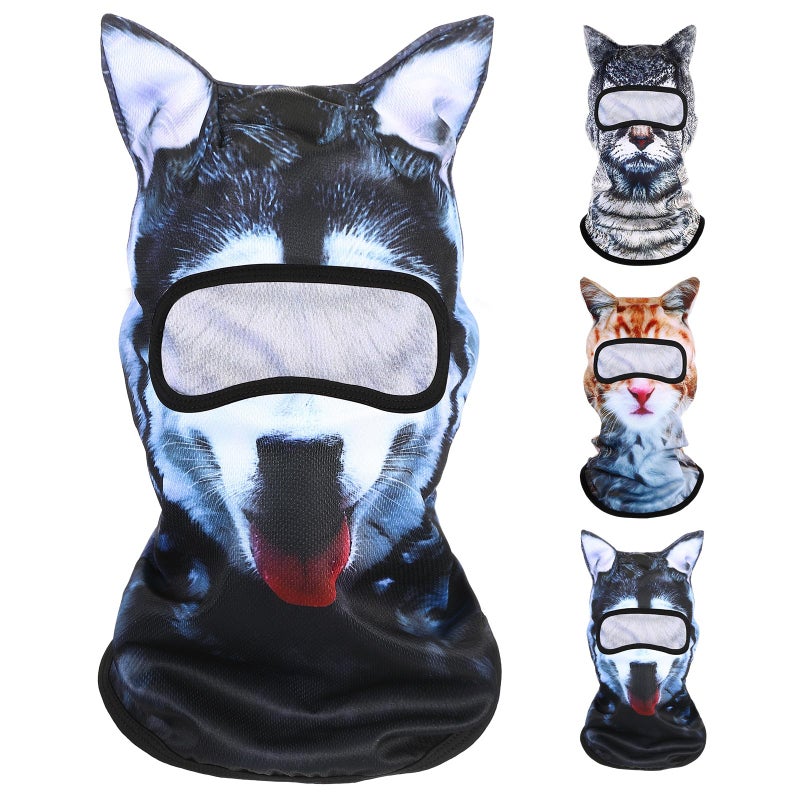 Shyyween 3D Cat Ski Mask Cat Balaclava Sheisty Dog Breathable Ice Silk Cycling Face Cover for Sunscreen Protection Outdoor, Black Dog, One size - Image 1