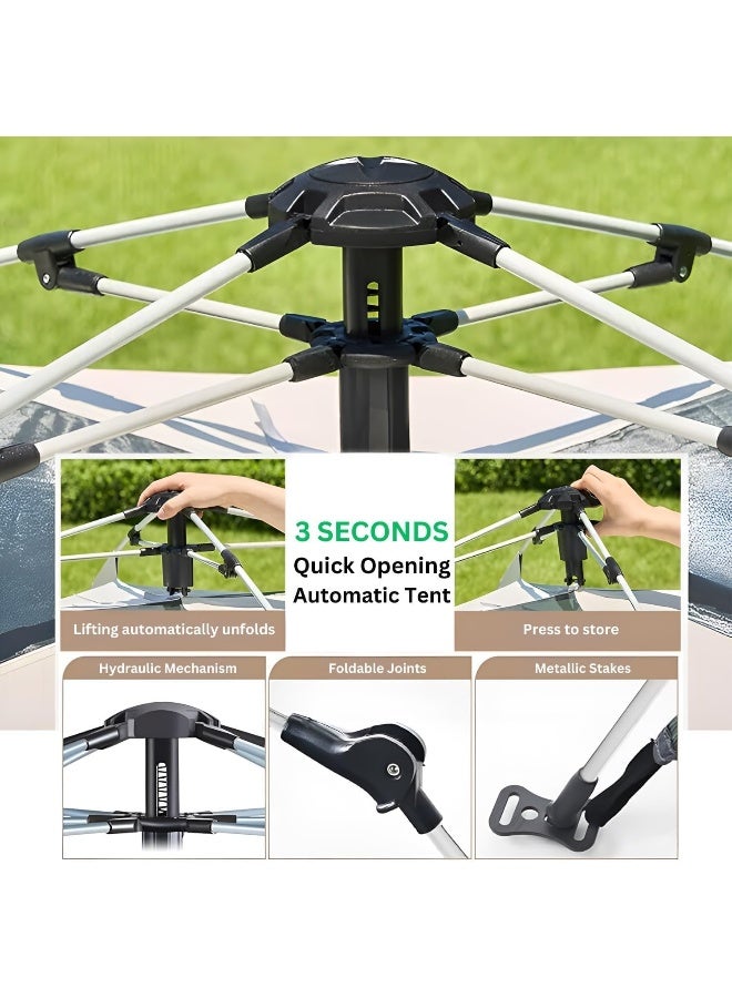 DBLEW Automatic Camping Tent 3-4 Persons, Instant Automatic Pop Up Dome Tent,Portable Lightweight Camping Tent for Family Backpacking Hunting, Hiking Outdoor Beach Tent and Picnic Tent (Beige) - Image 5