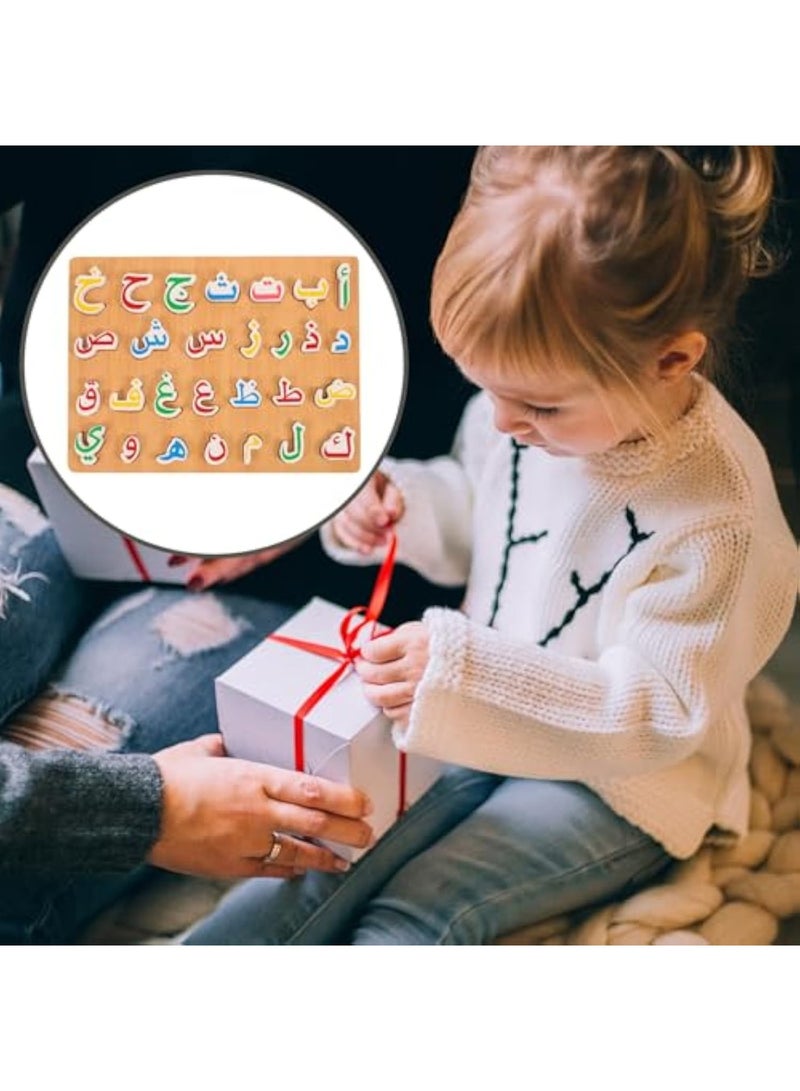 1 Set Wooden Arabic Alphabet Puzzle Childrens Montessori Preschool Education Hand Grip Puzzle Game for Kids Wooden Toys Educational Arabic Learning for Kids - Image 5