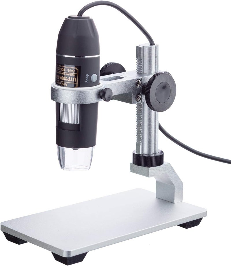 AmScope AmScope 200X 2MP 8LED Zoom USB Digital Microscope with Metal Stand for Windows  Mac  - Image 1