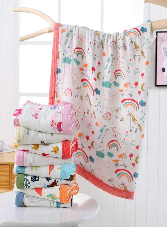 Fabrify 100% Organic Cotton 6 Layer Super Soft Muslin Blanket Baby Blanket Muslin Baby Bath Towel Swaddle Dohar Wrapper 110 * 110 CM, (Pack of 1) (Random Design) - Image 1