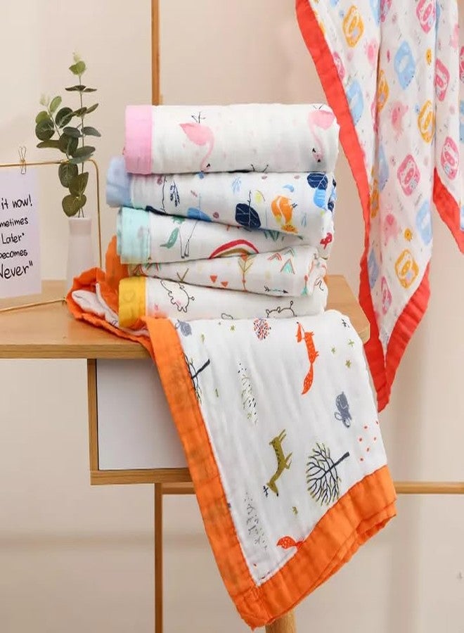 Fabrify 100% Organic Cotton 6 Layer Super Soft Muslin Blanket Baby Blanket Muslin Baby Bath Towel Swaddle Dohar Wrapper 110 * 110 CM, (Pack of 1) (Random Design) - Image 2