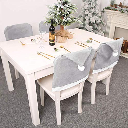 The Purple Tree Grey Santa Hat Christmas Chair Covers (Pack of 2) Christmas Decorations, Christmas décor, Christmas Gift, Santa Chair Covers for Christmas - Image 2