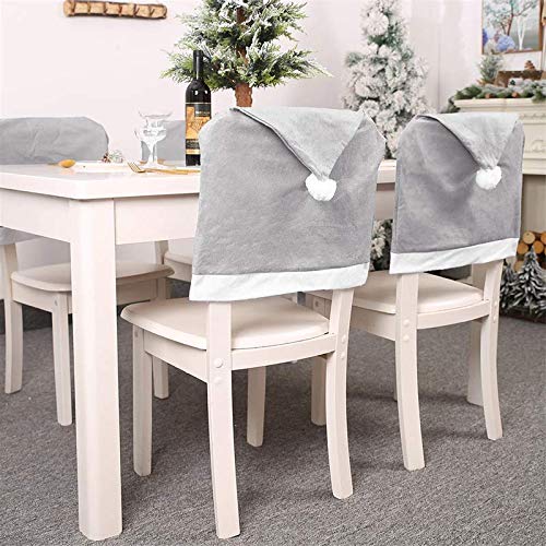 The Purple Tree Grey Santa Hat Christmas Chair Covers (Pack of 2) Christmas Decorations, Christmas décor, Christmas Gift, Santa Chair Covers for Christmas - Image 5
