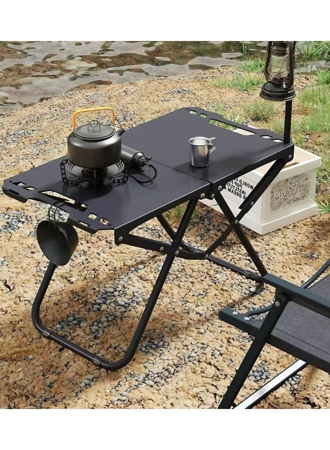 تاختيلا طاولة تخييم محمولة قابلة للطي، طاولة سفر مع حامل مصباح مجاني، سعة تحميل 60 كجم، مناسبة للنزهات والشرفات والتخييم في الهواء الطلق - Image 5