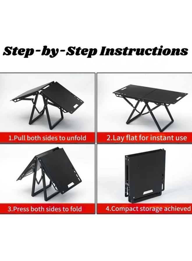 تاختيلا طاولة تخييم محمولة قابلة للطي، طاولة سفر مع حامل مصباح مجاني، سعة تحميل 60 كجم، مناسبة للنزهات والشرفات والتخييم في الهواء الطلق - Image 3