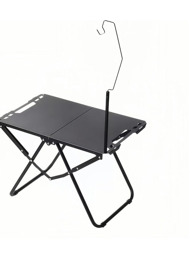 تاختيلا طاولة تخييم محمولة قابلة للطي، طاولة سفر مع حامل مصباح مجاني، سعة تحميل 60 كجم، مناسبة للنزهات والشرفات والتخييم في الهواء الطلق - Image 1