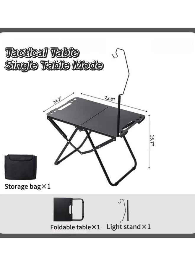 تاختيلا طاولة تخييم محمولة قابلة للطي، طاولة سفر مع حامل مصباح مجاني، سعة تحميل 60 كجم، مناسبة للنزهات والشرفات والتخييم في الهواء الطلق - Image 2
