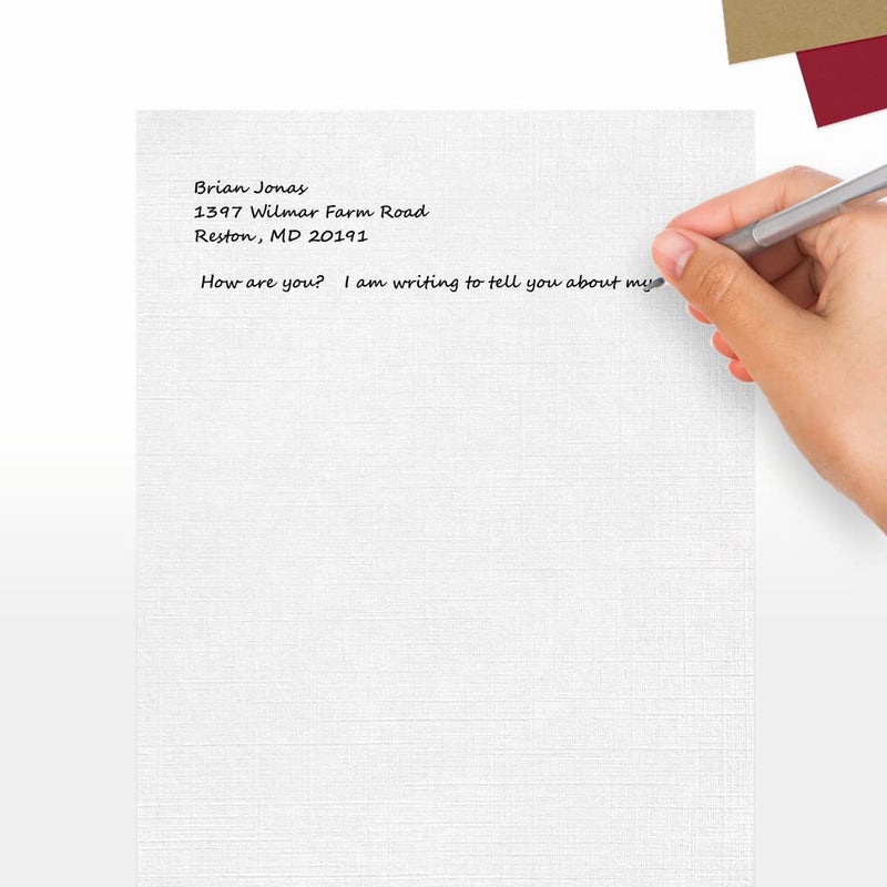 LUXPaper 8.5" x 11" Linen Paper | Letter Size | White Linen | 24lb. Paper Weight (60lb. Text) | 50 Qty - Image 5