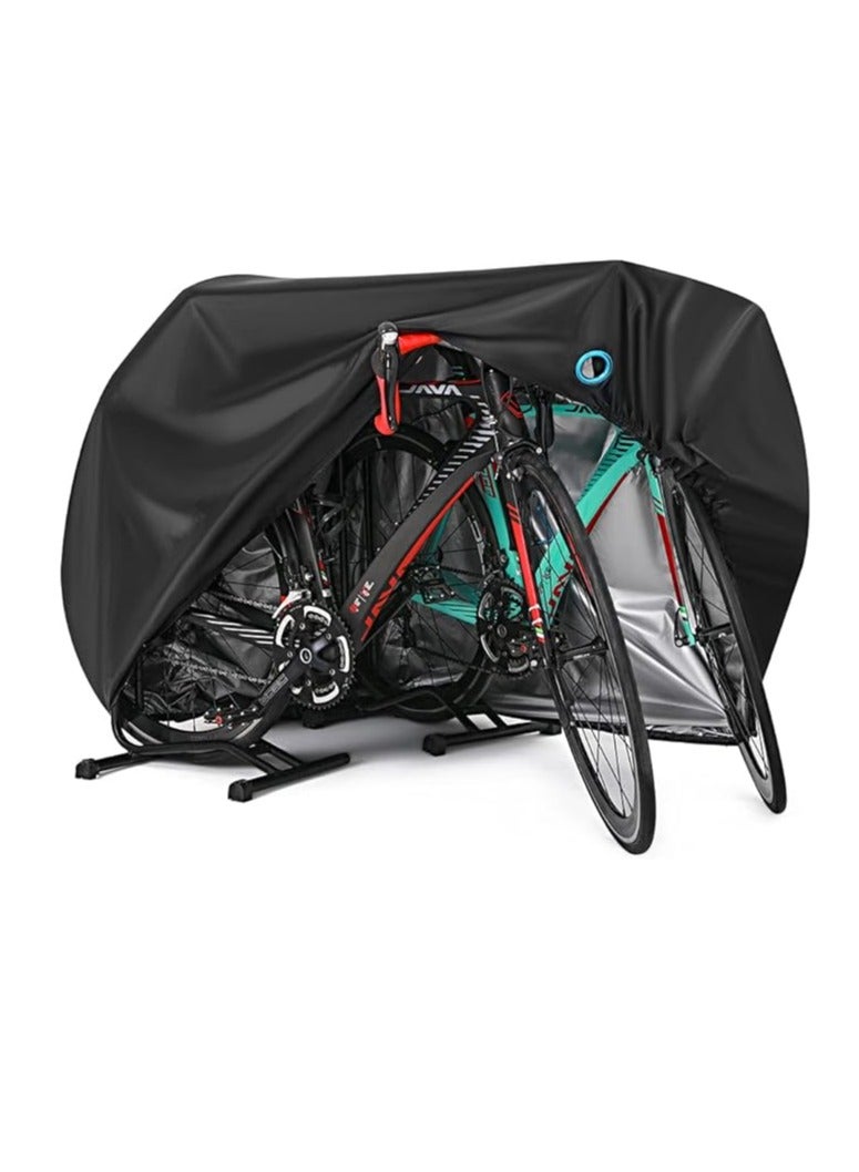 Bike Cover for 2 or 3 Bikes Outdoor Waterproof Bicycle Covers Rain Sun UV Dust Wind Proof with Lock Hole for Mountain Road Electric Bike Heavy Duty Bikes Black
