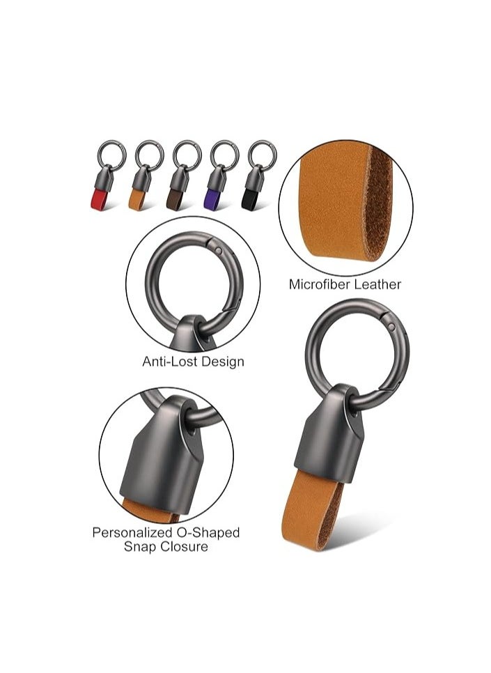 Najwa Car Key Chain Ring Clip, Universal Detachable Leather Car Keychain, Small Key Fob Accessory with O-Ring Keyrings  - Image 3