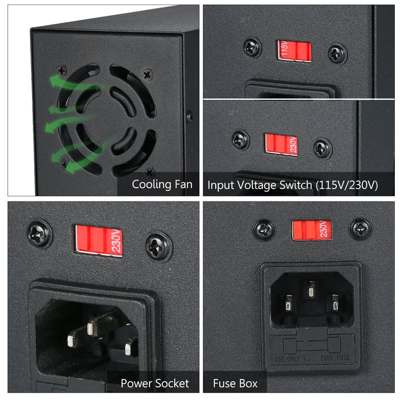WANPTEK DPS3010U مصدر طاقة تيار مستمر متحول 0-30 فولت 0-10 أمبير 300 واط مع شاشة LED رباعية الأرقام عالية الدقة قابل للتعديل مصدر طاقة صغير يحتوي على التيار المتردد 115 فولت/230 فولت 50/60 هرتز - Image 4