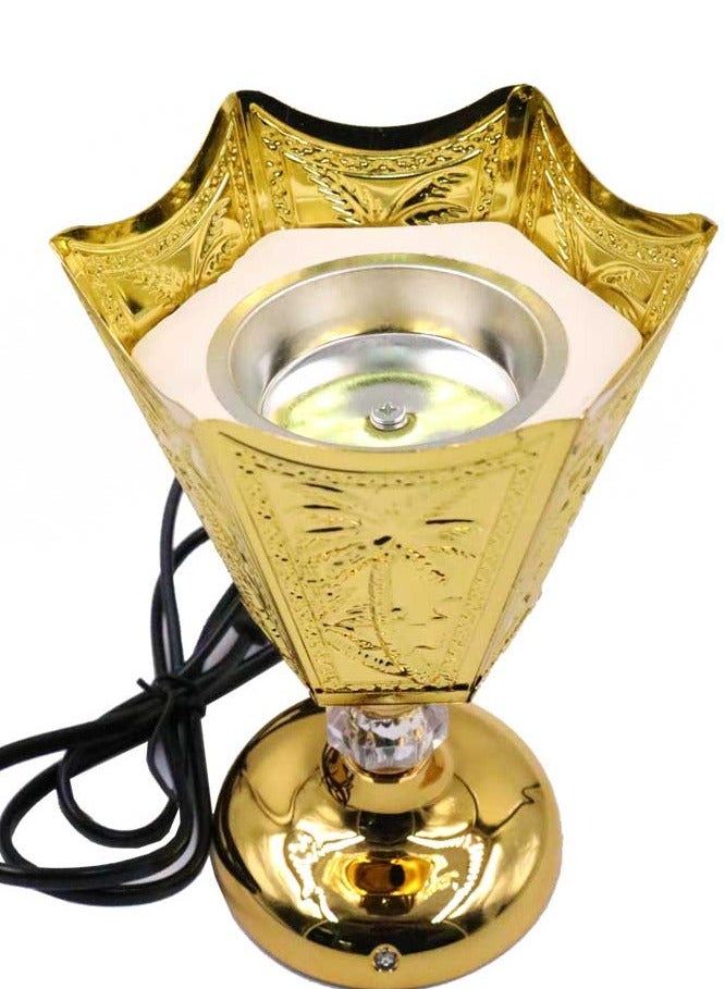 GOOAS Premium Electric Incense Burner (Mabkhara) with Palm Tree Embossed Design for Home and Office - Gold - Image 1