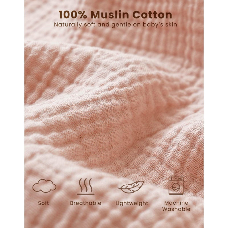 Konssy Muslin Baby Sleep Sack 0-6 Months 0.8 TOG, 2 Pack 100% Cotton Wearable Blanket for Babies, 2-Way Zipper Breathable Sleeping Sack Infant Toddler Essentials for Girls and Boys (Blossom, Pink) - Image 2