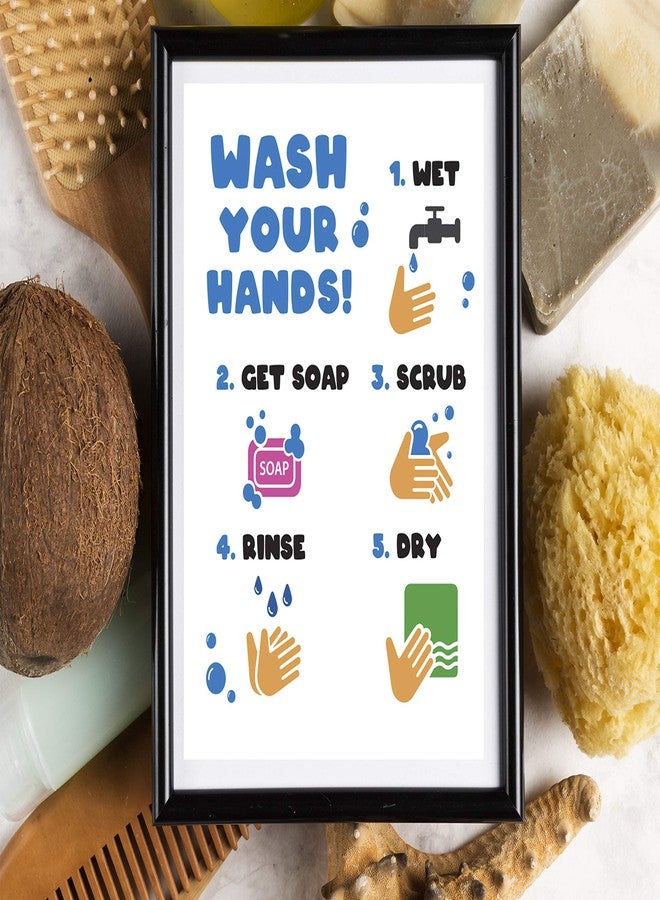 Paintio Instruction Wash Your Hands Sign with Step by Step Guide Wall Art Prints - Cute Poster for Kids - Informative Bathroom Wall Decor for Restroom and Toilet Helpful Sayings Pics [Unframed 8x10 inch] - Image 2