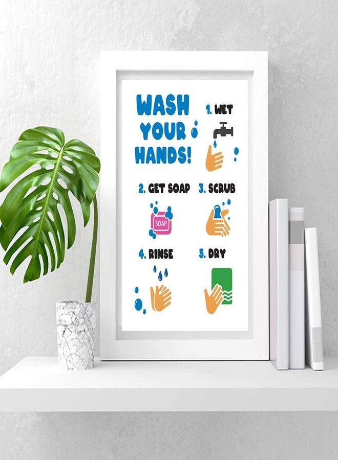 Paintio Instruction Wash Your Hands Sign with Step by Step Guide Wall Art Prints - Cute Poster for Kids - Informative Bathroom Wall Decor for Restroom and Toilet Helpful Sayings Pics [Unframed 8x10 inch] - Image 3