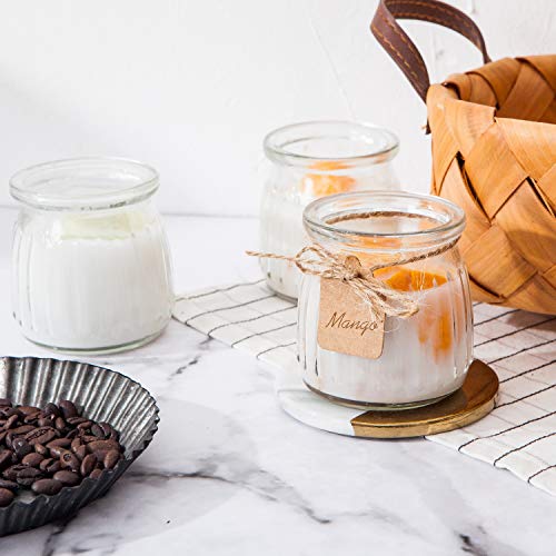 Encheng Glass Jars, 7 oz Glass Yogurt Jars With Lids(PE),Replacement Glass Pudding Jar With Plastic Tops,Clear Yogurt Container With Twine n Tag For Milk,Jams,Jelly,Mousse,Dishwaresafe 30 Pack - Image 5
