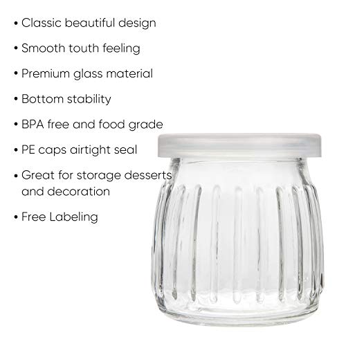Encheng Glass Jars, 7 oz Glass Yogurt Jars With Lids(PE),Replacement Glass Pudding Jar With Plastic Tops,Clear Yogurt Container With Twine n Tag For Milk,Jams,Jelly,Mousse,Dishwaresafe 30 Pack - Image 3