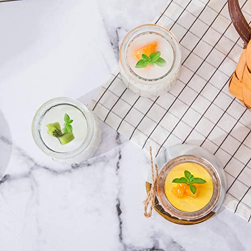 Encheng Glass Jars, 7 oz Glass Yogurt Jars With Lids(PE),Replacement Glass Pudding Jar With Plastic Tops,Clear Yogurt Container With Twine n Tag For Milk,Jams,Jelly,Mousse,Dishwaresafe 30 Pack - Image 4