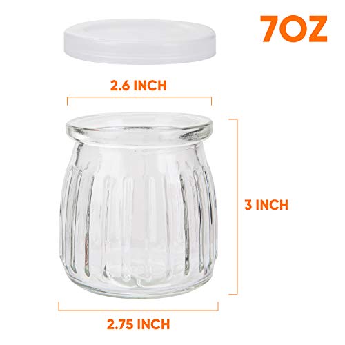 Encheng Glass Jars, 7 oz Glass Yogurt Jars With Lids(PE),Replacement Glass Pudding Jar With Plastic Tops,Clear Yogurt Container With Twine n Tag For Milk,Jams,Jelly,Mousse,Dishwaresafe 30 Pack - Image 2