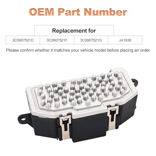 zayody HVAC Heater Blower Motor Resistor Compatible with Audi Q3 Q7 TT Quattro Volkswagen CC Beetle Eos Golf R GTI Passat Tiguan Blower Motor Resistor Replacement for 3C0907521D 3C0907521F 3C0907521G - Image 3