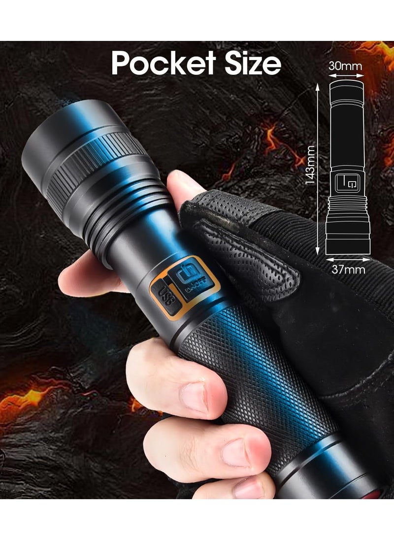 SYOSI SYOSI Zoomable Handheld Flashlight, 10000 Lumens Tactical Flashlight, Small Long Beam Flashlight, IPX6 Waterproof Flashlight for Camping, Home, Hiking, Fishing, Emergency, USB-C Rechargeable  - Image 5