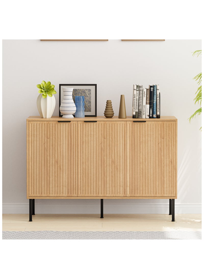 Chogori Long Buffet Side board Cabinet,45.98" Large Office Coffee Bars Station,Extra Wide Farmhouse Accent Cabinets with 3 Doors and Shelves,Fluted Entryway Cabinet TV Consoles for living room,Hallyway - Image 1