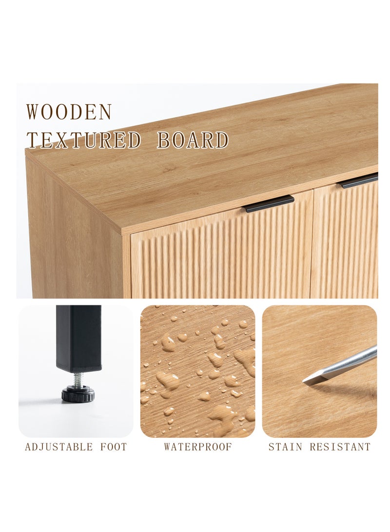 Chogori Long Buffet Side board Cabinet,45.98" Large Office Coffee Bars Station,Extra Wide Farmhouse Accent Cabinets with 3 Doors and Shelves,Fluted Entryway Cabinet TV Consoles for living room,Hallyway - Image 5